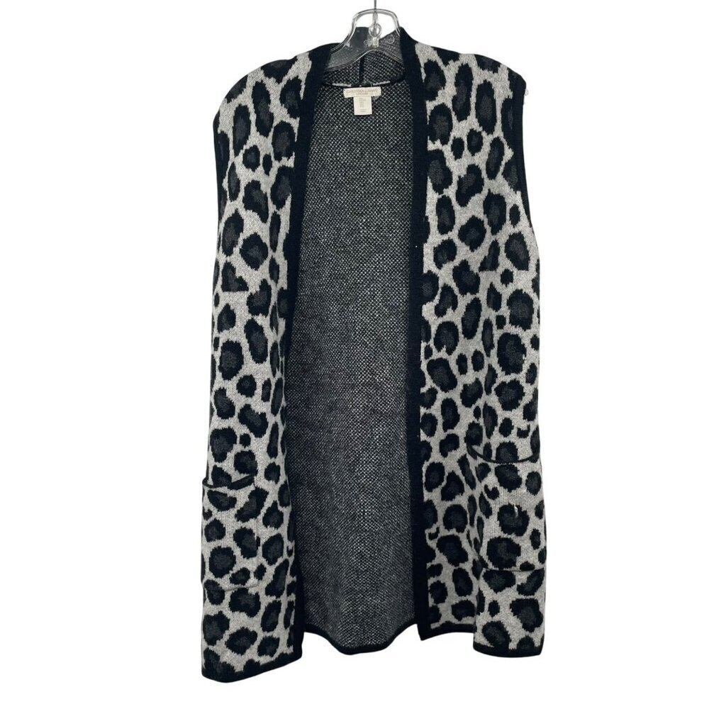 Christian Siriano Women's Cheetah Print Cardigan Sleeveless Size Large